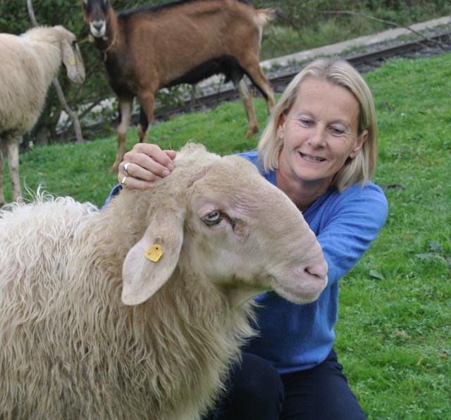 Annette Kupfer mit  ihren Schafen